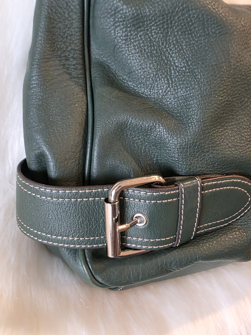 Dark Green Leather Shoulder Bag by Franco Sarto - Picture 2 of 15